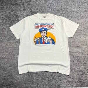 Vintage Don't Mess With Me, I'm Disgruntled! Post Man T Shirt XL White Oneita